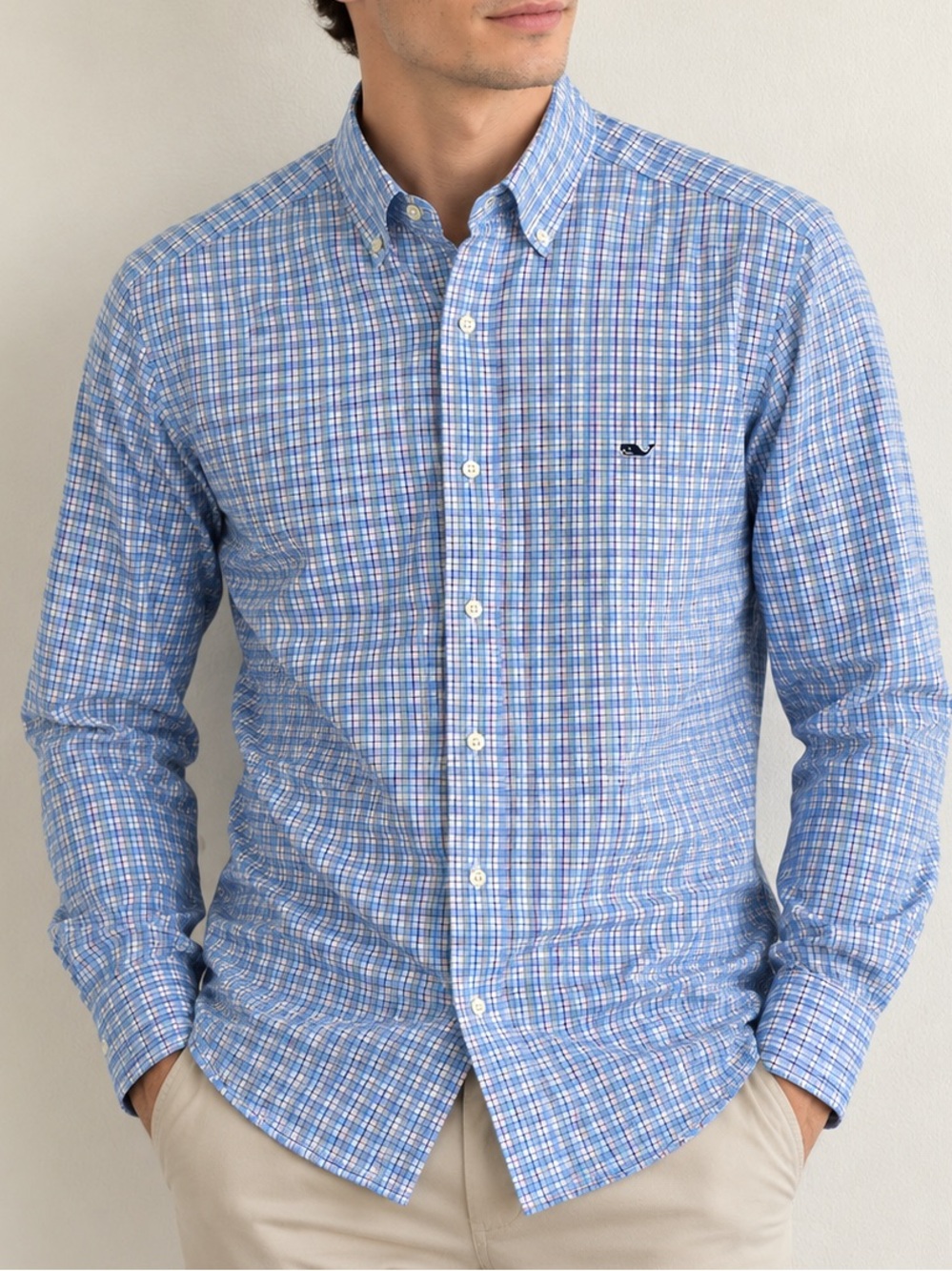 Vineyard Vines Men’s Slim Fit Tucker Shirt Blue Plaid Button Down Size S